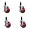 Service Caster 4'' SS Red Poly Swivel 1-1/8'' Expanding Stem Caster Set with Brake, 4PK SCC-SSEX20S414-PPUB-RED-TLB-118-4 - alternate 1